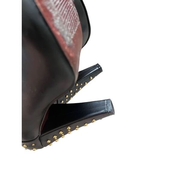 Steve Madden Studded Peep Toe Black Leather High Heel Booties size 10 - Picture 12 of 15